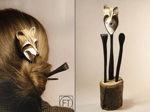 mymodernmetselects: Free in Tree Hand-Carved Hair Accessories Double as Exquisite Wildlife Sculpture