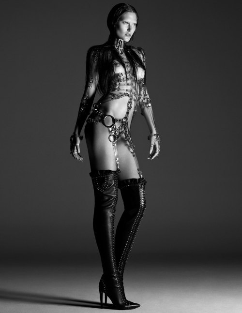 Catherine McNeil by Tim Richardson  Zana Bayne choker collar, skeleton harness, Linn Lomo rings