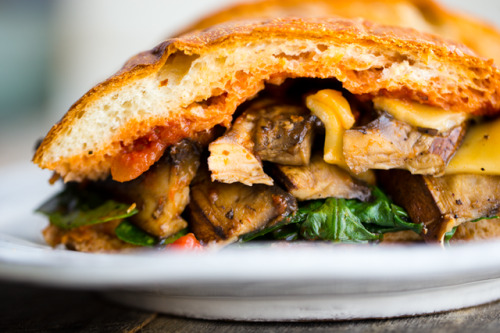 XXX vegan-yums:    Mushroom Marinara Melt Sandwich photo