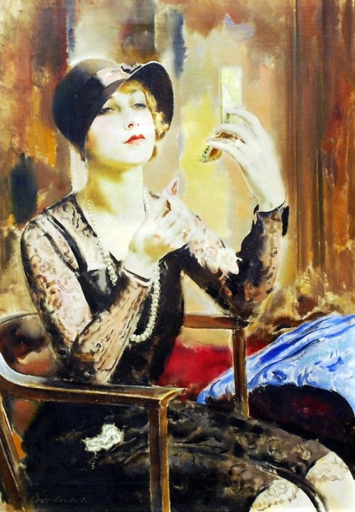 Josef Jindrich Loukota (Czech, 1879-1967)Dívka s pudřenkou (Flapper)1st half of the 20th century