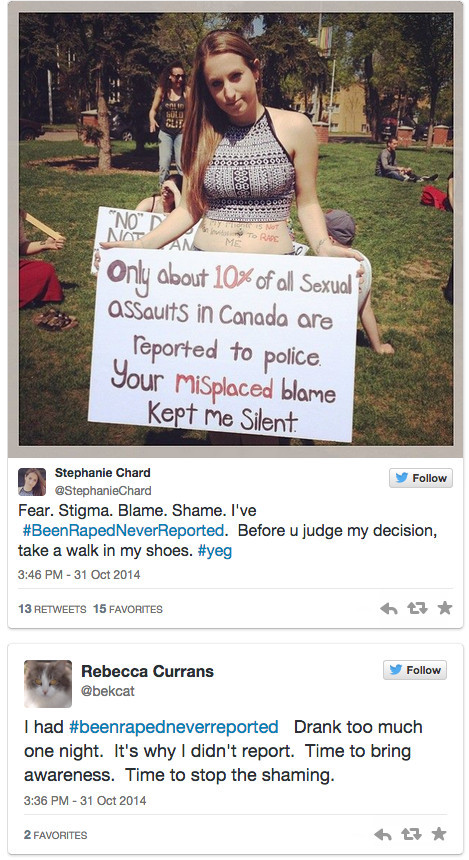 stalkershandbook:  allthecanadianpolitics:  Women who were raped take to Twitter