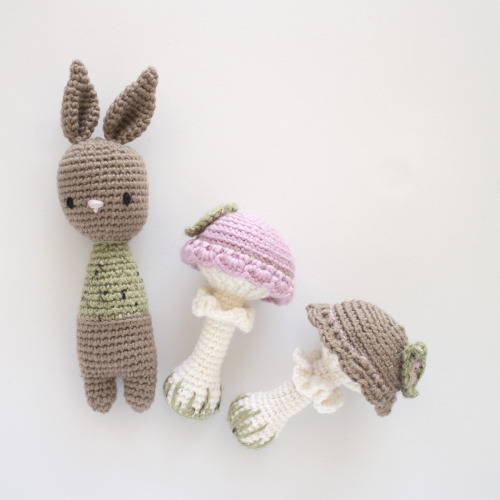 Made a bunny to match my little mushroom rattles:Crochet Bunny Rattle