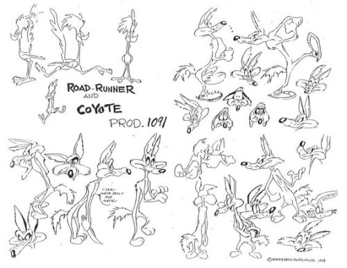 Model sheets for Wile E. Coyote and the Road Runner. If only I could have obtained these when I was 