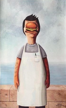 wellnotwisely:  The Son of Man by  René Magritte, 1964 Bob and burger, by Derek Schroeder, 2015 
