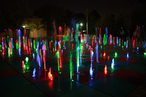 Not sure what to call this. water-and-light display? It&rsquo;s a fun water fountain that activates 