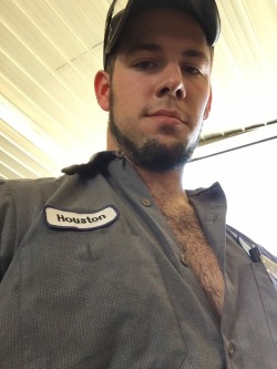 bigbearpride:  handsomepursuits:  That patch of hair is like a landing strip for his cum.  Houston, we have no problem!  Damn, this is HOT. Loved seeing his load on this hairy trail. Makes the load standout