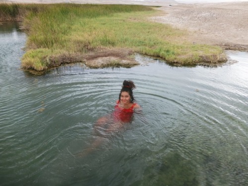 Hot springs in the middle of the desert. Rainy day in Tacopa, California.Sharon Patterson Monge