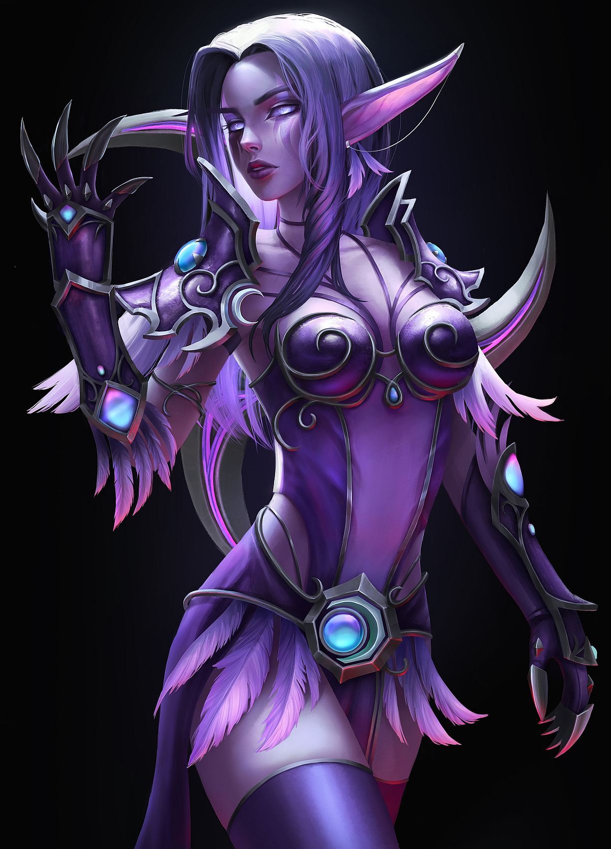 Amazing Night Elf girl: World of Warcraft game digital fanart [Artist:  Alisa Nilsen]