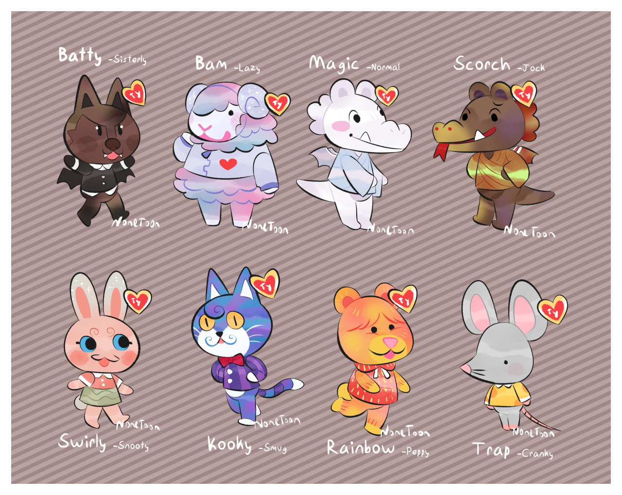 Here are those Beanie Baby Animal Crossing Villagers! I think they’d fit right in