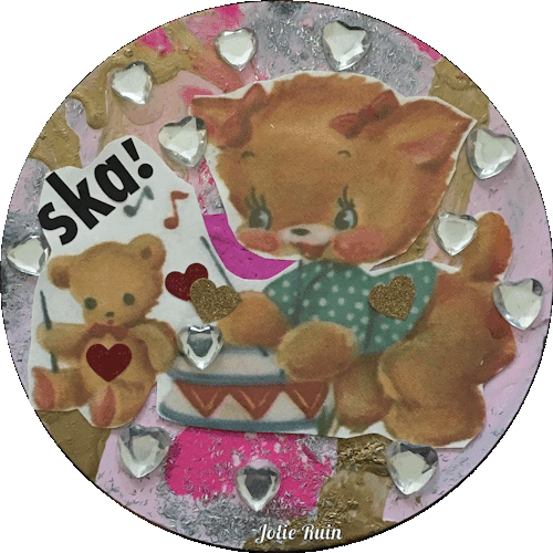 jolieruin-art: collage art on 7″ records by Jolie Ruin