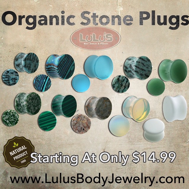 #Organic Stone Plugs. Get them while they last.
Use coupon code: “heart” for FREE Shipping.
LulusBodyJewelry.com
#plugs #earplugs #stone #bodyjewelry #jewelry #blue #green #white #clear (at LuLu’s Body Piercing)