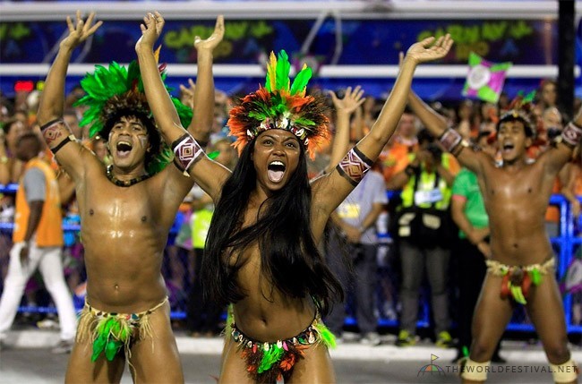   Rio Carnival Brazil 2014, via The World Festival.    Revellers of the Mangueira