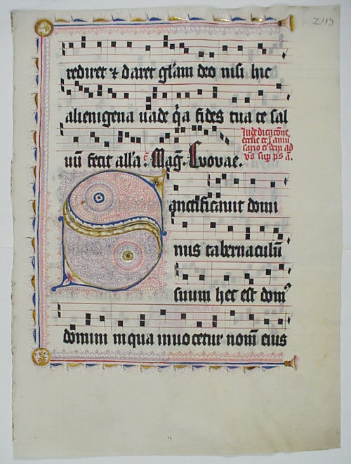 met-medieval-art:Manuscript Leaf with Initial S, from an Antiphonary, Metropolitan Museum of Art: Me