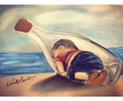 orchidaorchid:  Message in a bottle 😢 . Syrian toddler who drowned in a failed attempt to sail to the Greek island. ( photo: Jasem Al Dahshan)   So sad