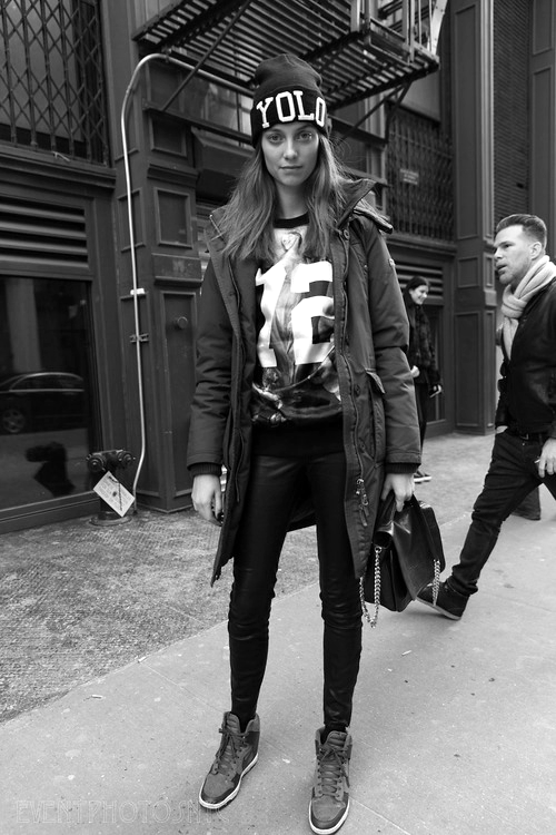 amy-ambrosio:  Iris Van Berne outside Yigal Azrouël F/W 2014, NYFW. 