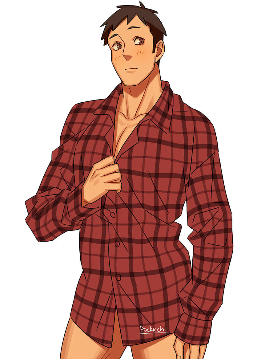 pockicchi:  daichi would look so good w kuroos plaid shirt sry this is 100% self