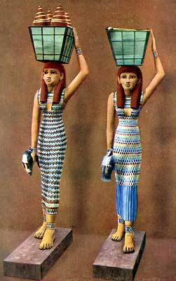 Figurines of two women carrying offerings from the tomb of Mehenkwetre, chancellor and steward of th