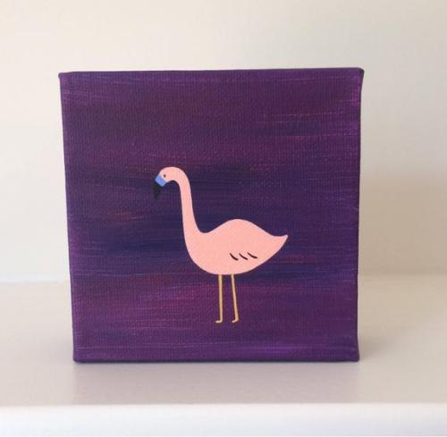 Pink Flamingo Acrylic Painting //TokkiDesign