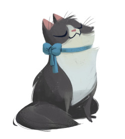 dailycatdrawings:  394: Blue Bow