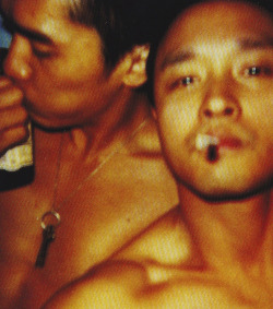 ossipaga:  Tony Leung and Leslie Cheung from cinematographer Christopher Doyle’s visual and narrative diary, Buenos Aires, of his participation in the making of Wong Kar Wai’s film Happy Together.  He wrote “Leslie and Tony play lover’s games