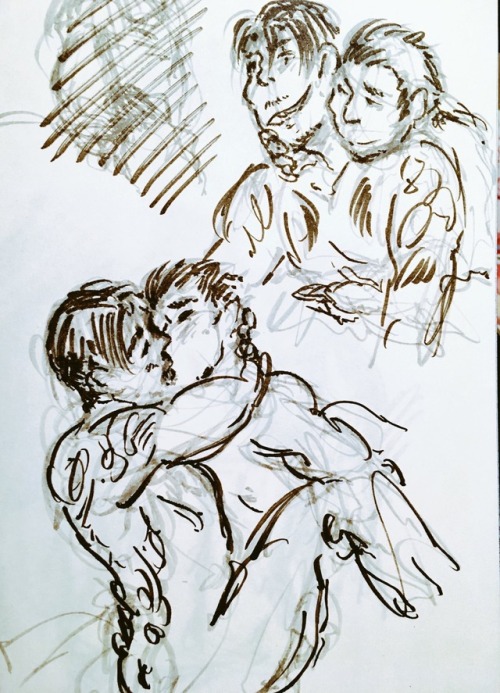 tirednsweaty: Smutty Kazumaji doodles from today