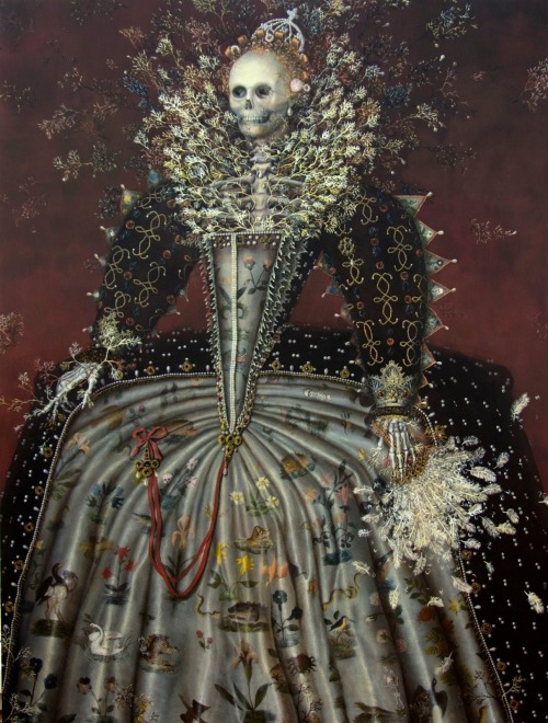 darksilenceinsuburbia:Haruko Maeda. Heartbeat of the Death Queen-Elizabeth the First, 2013. Oil on c