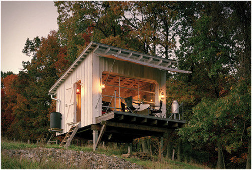 architags:  Broadhurst Architects. The Shack. South Fork Mountain. West Virginia. source. photos © Broadhurst Architects from the architects:  The shack was created as a logical step between tent camping, and the yet unrealized weekend cottage.