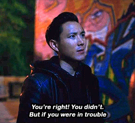 Gif of Umbrella Ben arguing with Klaus outside the nightclub. Angrily, he says, "You're right! You didn't. But if you were in trouble"