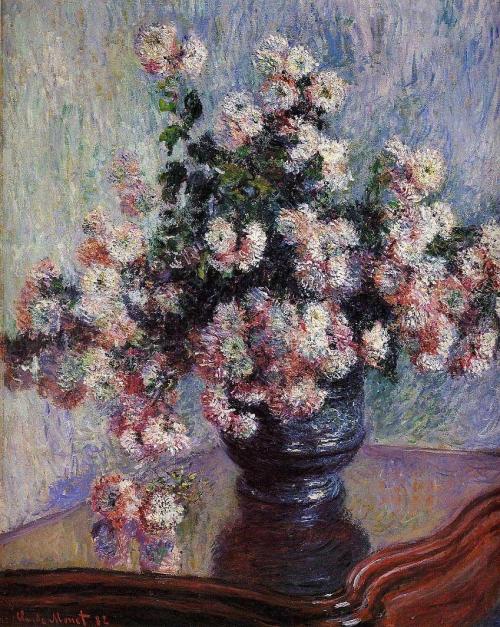 oil-painting-reproductions:Chrysanthemums by Claude Monet, Oil painting reproductions