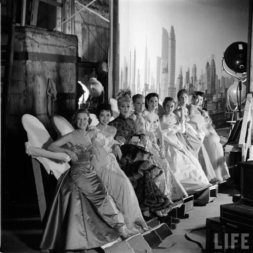 Much of the cast of The Opposite Sex take a break between scenes(Allan Grant. 1956)