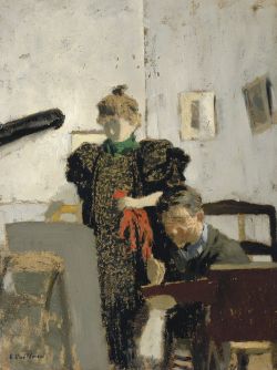 kundst:  Edouard Vuillard (fr. 1868-1940)Vallotton chez les Natanson, 189737.5 × 27.9 cm, oil on cardboard