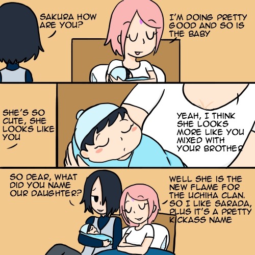 drawwhatiwantwhenwant:  Day 31- ReincarnationThe birth of their daughter has bought a clan on the brink of disappearing into a new age. They now get to see it grow as a family. Happy Sasusaku month everyone this has been real fun ^^