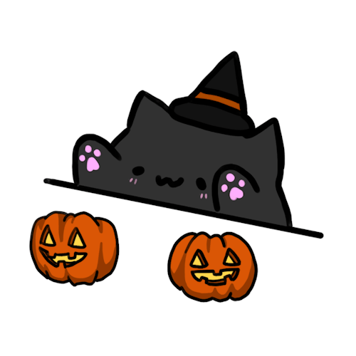 stevie-kun:Day 2 of inktober! I made a spooky bongo cat gif!
