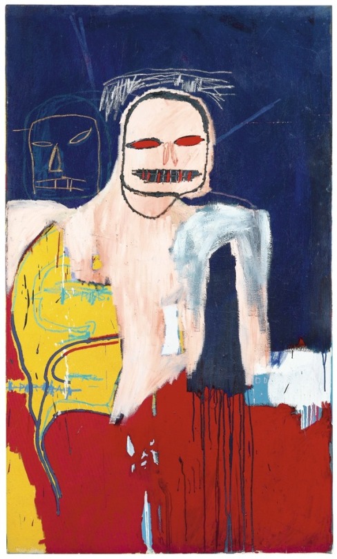 Jean-Michel Basquiat (American, 1960-1988), Head and Scapula, 1983. Acrylic and oilstick on canvas, 198 x 117 cm.