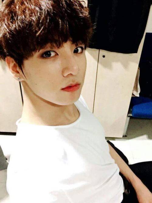 Jungkook In White Shirts + Red Lips