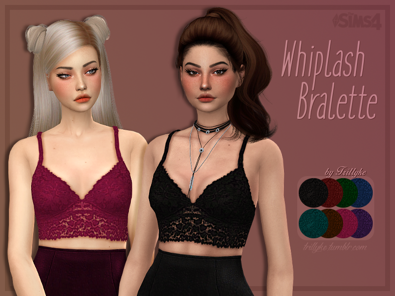 The Sims Resource - Black Lace Bra Crop Top