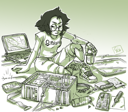 queerhedgehog: c-rowlesdraws: college AU pic No. 2, featuring Peridot, who’s thinking Very Har