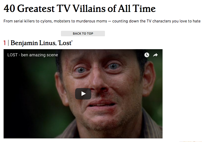 fuckyeahlost:
“ Rolling Stone named Benjamin Linus the greatest TV villain of all time
”