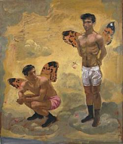 enchantemoimerlin:    Yiannis Tsaroychis (1910-1989)   Two men with butterfly wings and blackshoes   