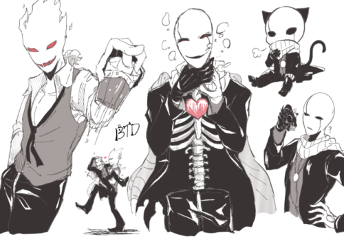 bonetodraw:  DoodlesContinuation of yesterday’s pen/brush testing~