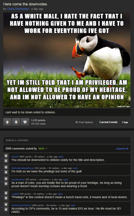 source Imgur votes a whiny 15-year-old to the frontpage.