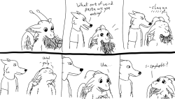 banzai-jinto:  codywillow:  It-it’s not like I have tentacle abilities or anything… N-no sir! That would just be weird! Right? Hahaha…. ha… ahem… yeah… spagetti…You dragons are weird.I drew a comic of my fursona getting caught fidgeting