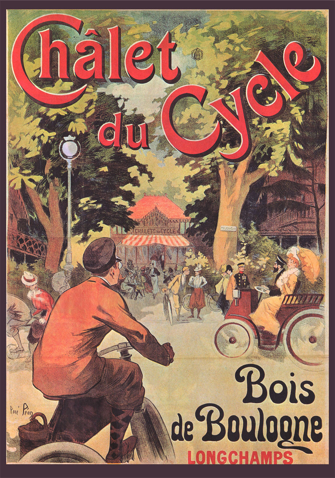 1899 Vintage Bicycle Poster, Chalet du Cycle, by René Péan