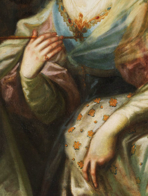 jaded-mandarin:  Andrea Celesti. Detail from Esther before King Ahasuerus, 17th Century. 