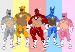 headingsouthart:  Power Rangers some may remember some previews i did of these guys a while back. nekid version to be posted shortly &gt;:3