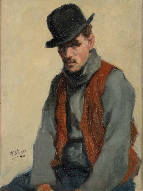 Kurt Peiser (1887-1962), Autoportrait au chapeau, 1924. Oil on panel.