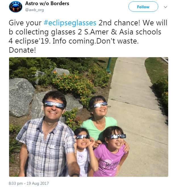 as-warm-as-choco: Don’t throw your ECLIPSE GLASSES in the trash. You can donate