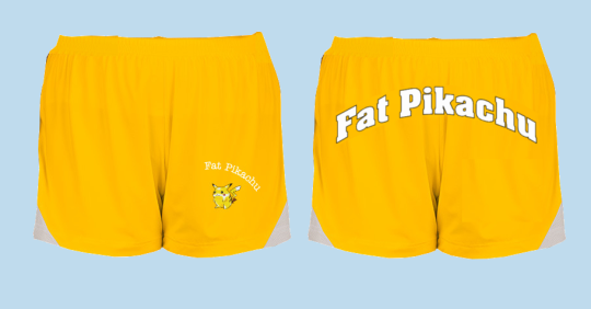 booty shorts but instead of juicy they say Fat Pikachu