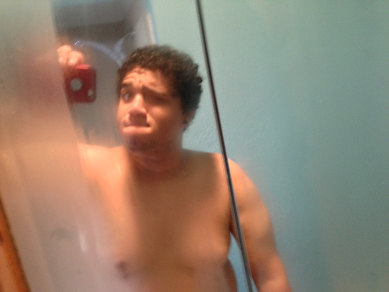 jorgeisdumb:  Me: Hello foggy mirror! Mirror: Hello semi-nude fat brown guy. 