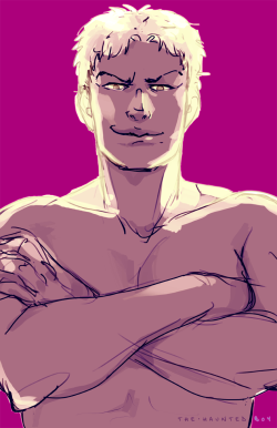 thehauntedboy:  I sketched out my bara husbando